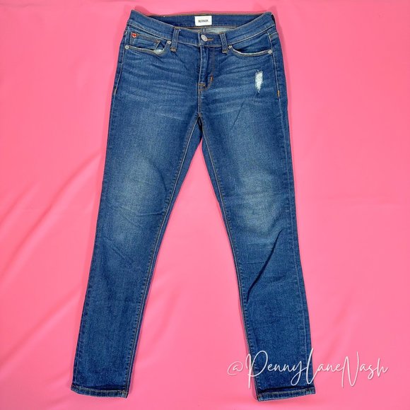 Hudson Natalie Super Skinny Jeans Blue Mid Rise Distressed - Picture 2 of 14